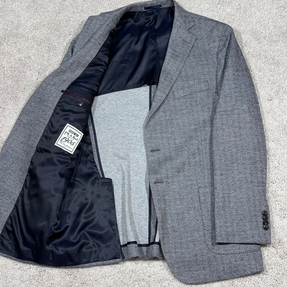 Jos A Bank Men's Gray Herringbone Tailored Fit Blazer 44 Regular Cotton Wool - Picture 6 of 10